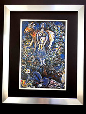 Marc Chagall 1973 Signed Print Framed Colorful Modern Art Ready to Hang