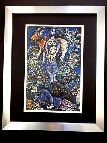 Marc Chagall 1973 Signed Print Framed Colorful Modern Art Ready to Hang