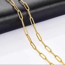 GOLD Stainless Steel 4mm Paperclip Cable Link Chain Necklace 30” NEW
