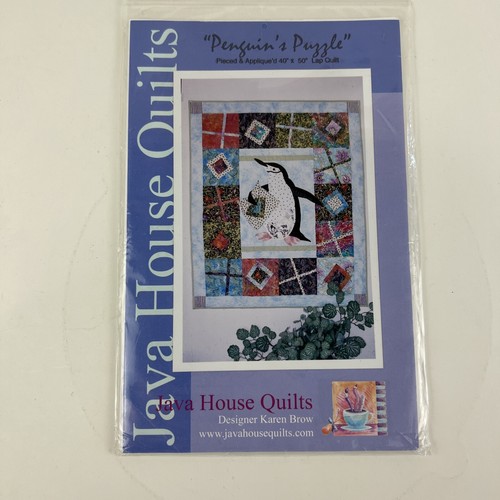 New Quilt Pattern Penguin's Puzzle Java House Quilts Karen Brow Pieced Applique - Picture 1 of 3