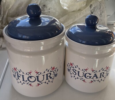 Canister Set Jar Super Blue and White FLOUR Sugat Coffee