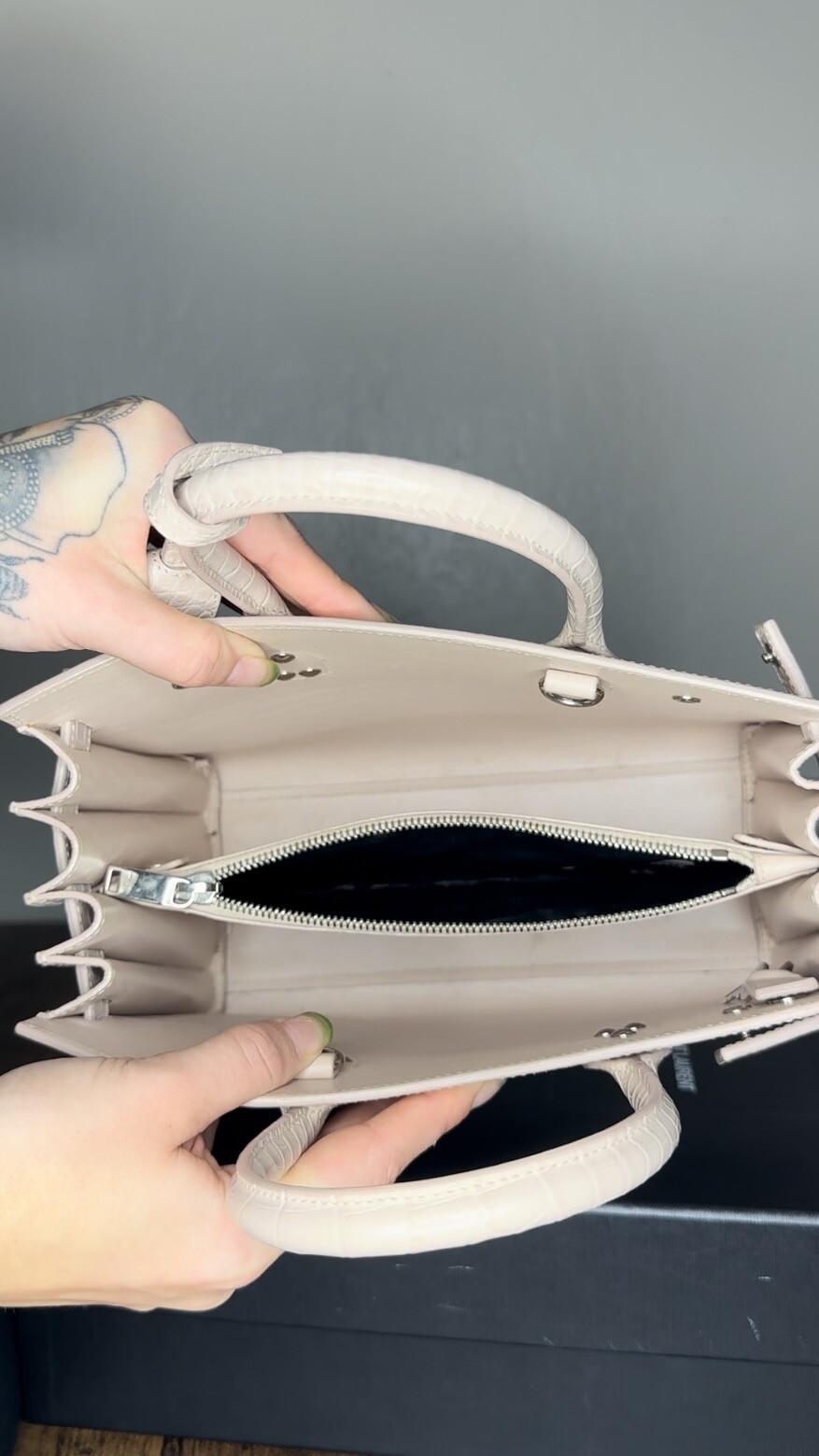 YSL Sac De Jour Baby Pink Embossed Croc eBay