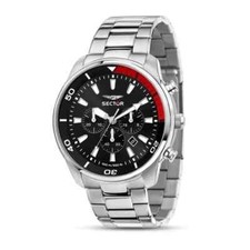 Sector orologio Oversize - metallo argento - Ø: 48 mm quadrante rosso-nero