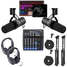 Deluxe Dual Podcast Bundle: Shure Mics, Pro Tools Intro & 8-ch Mixer - Propod5