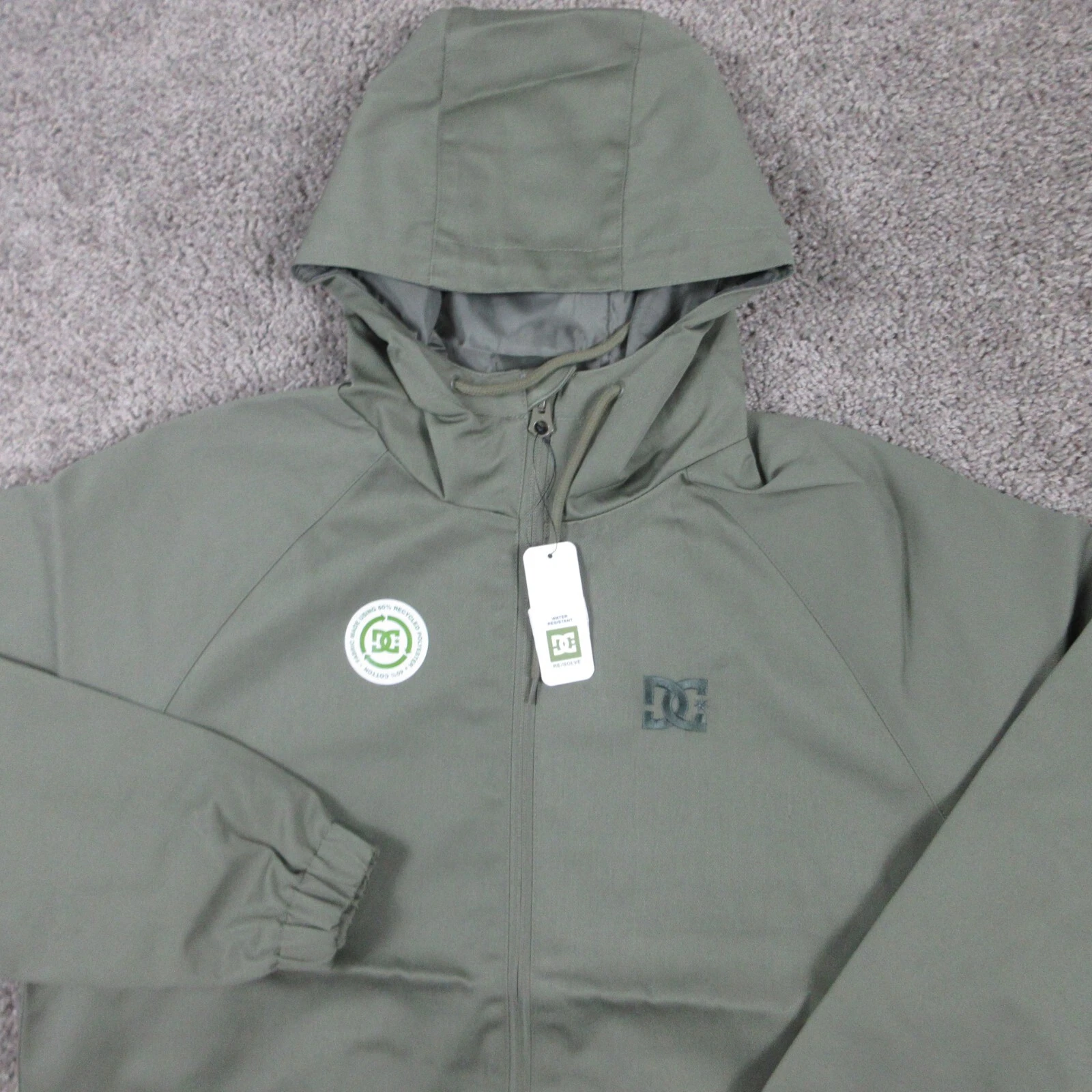 DC Jacket Mens Medium Green Solid Re/Solve Navigator Windbreaker Lightweight NWT - product detail image 2