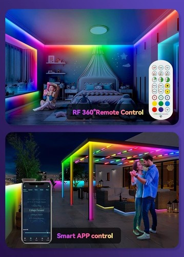 15M RGB+IC Outdoor Led Strip Lights Waterproof Led Light Strips with RF Remote & - Picture 2 of 7