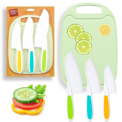 4 Pcs Kids Kitchen Knife SetKids Knives For Real Cooking With Nylon Kitchen B...