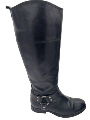 Frye Phillip Harness Black Leather Moto Boots 76827 Women's Size 5.5 B