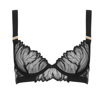Bluebella Rae Embroidered Mesh Underwire Bra sz 30C / EU 65C  black