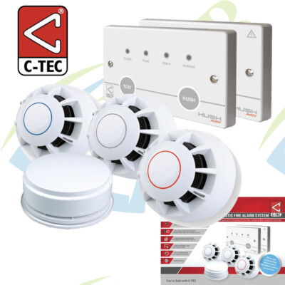 C-Tec HUSH-ACTIV BS 5839-6 Grade C Stand-Alone Haus Brandmelder Set für Wohnungen