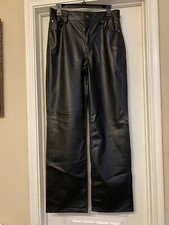 NWT Zara Women Faux Leather 90  s Wide Leg Pants Black 10