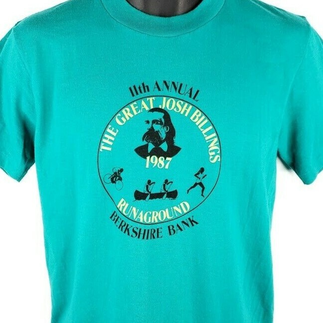 FILA T shirt vintage Great Josh Billings triathlon uomo taglia media blu anni 80 USA
