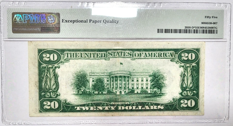 1928 $20 Cleveland Federal Reserve Star Note, PMG AU55EPQ - Image 2 of 2