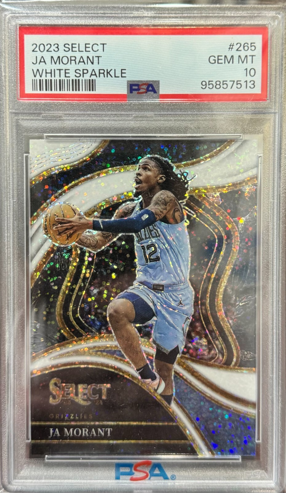 2023-24 Select White Sparkle Courtside Ja Morant PSA 10
