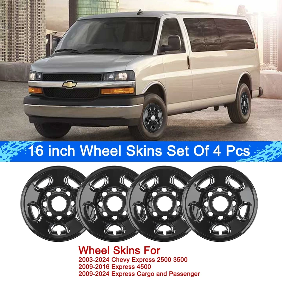 4 Packs Wheel Skins for 2003-2024 Chevy Express 2500 3500 4500 Cargo Van 16 inch Foto 2 de 4