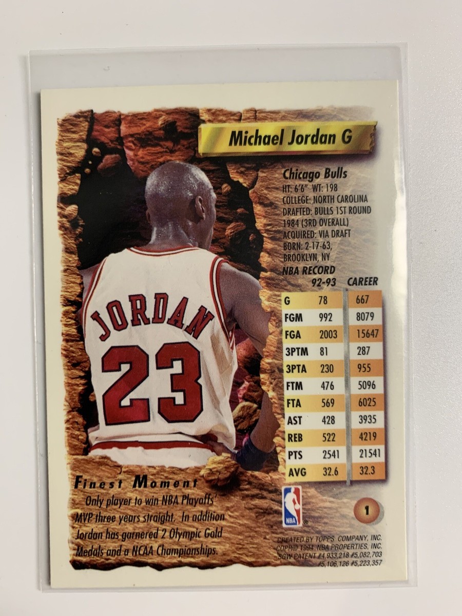 マイケルジョーダン　TOPPS Finest 93-94 MICHAEL JORDAN 1993-94 Topps Finest PSA 10 #1 Chicago Bulls