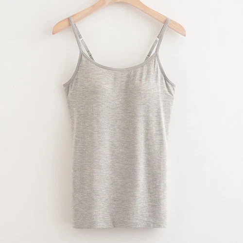 Womens Camisole with Shelf Bra Undershirts Adjustable Strap Cami Tank Top - Picture 18 of 25