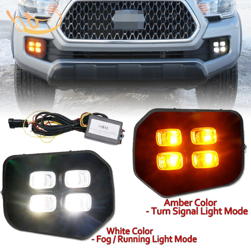 Fit 20162022 Toyota 4Eyes DRL LED Fog Lights Amber Turn Signal