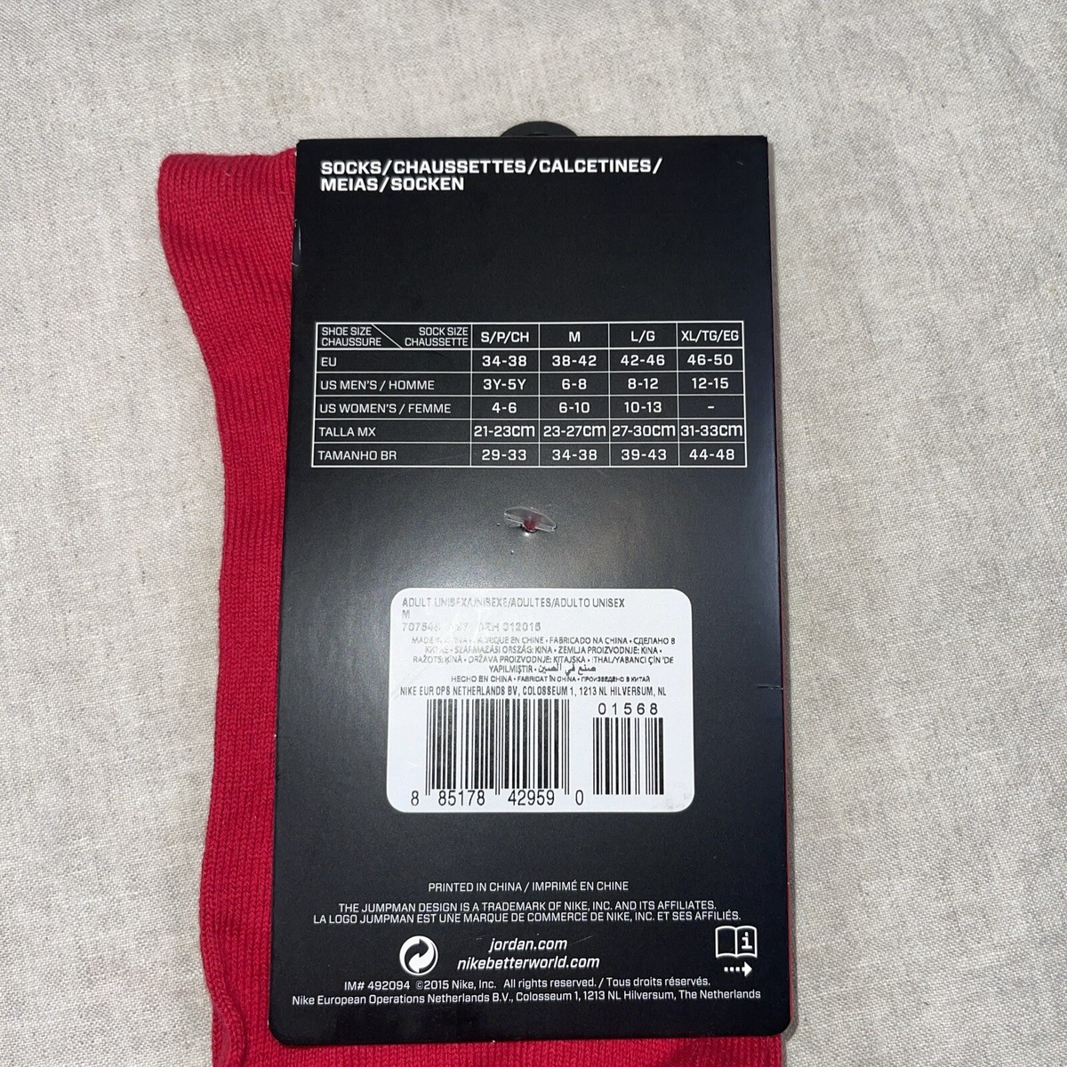 Jordan 6 Jumpman Mens Multicolor Stretchable Low Crew Socks Size M