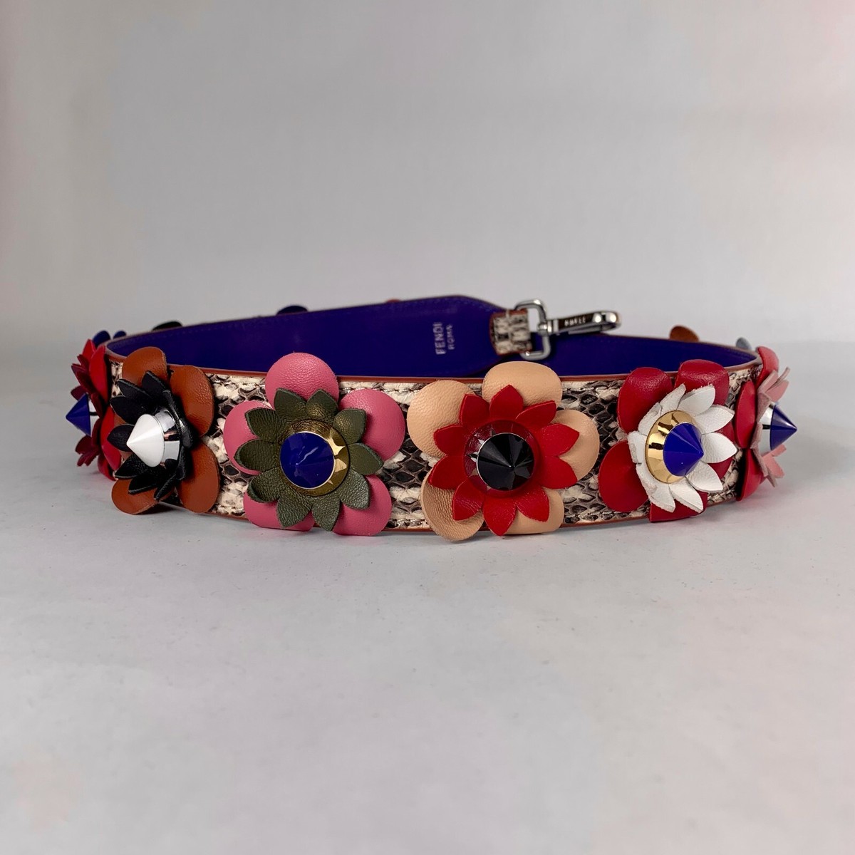 Fendi Python Flower/Floral Embellished Bag Strap You Strap 