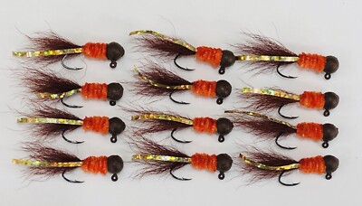 1 Dozen 1/16oz Crappie Hair Jigs #6 Nickel Sickle Hooks Hard