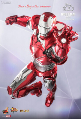 Perfect HotToys Mms 696 Disney 100 Iron Man Mk7 (D100 Edition) In