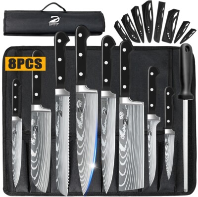 8-Piece Kitchen Knife Set, High-Carbon Stainless Steel Handmade Culinary Knives