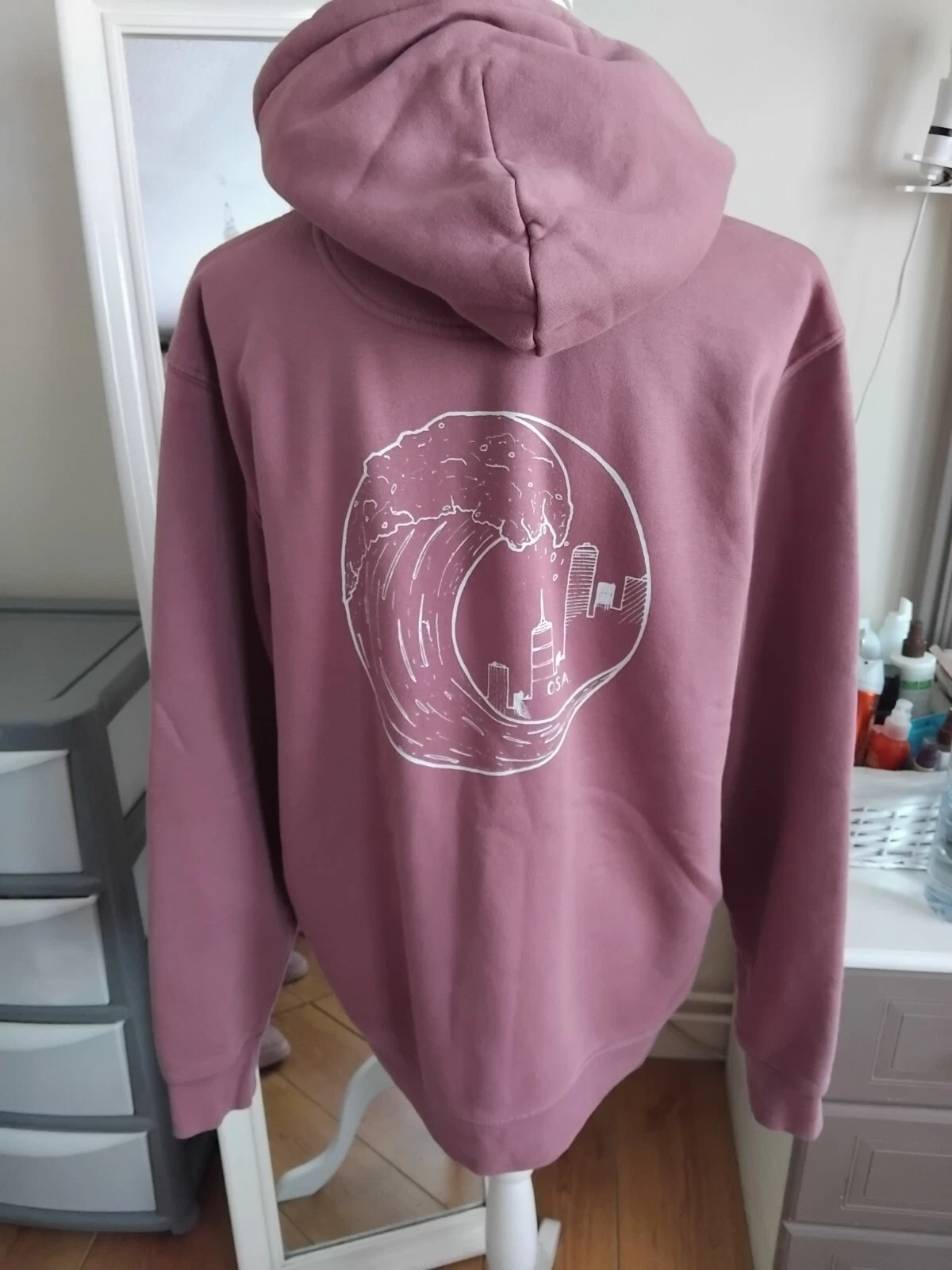 VETEMENTS Felpa con cappuccio Overseas Apparel rosa scuro L