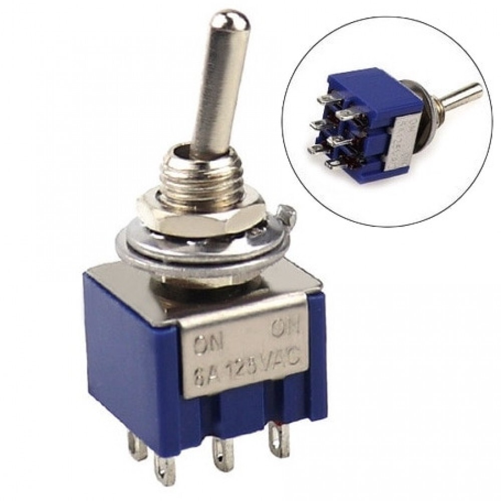 Interruttore a Levetta, Mini Interruttore a Levetta da 5 Pezzi 250 V 15 A, Interruttore a Levetta ON-OFF-ON a 6 Pin 3 Posizioni DPDT con Foro di Montaggio da 12 Mm, Utilizzato per Auto Camion Barca