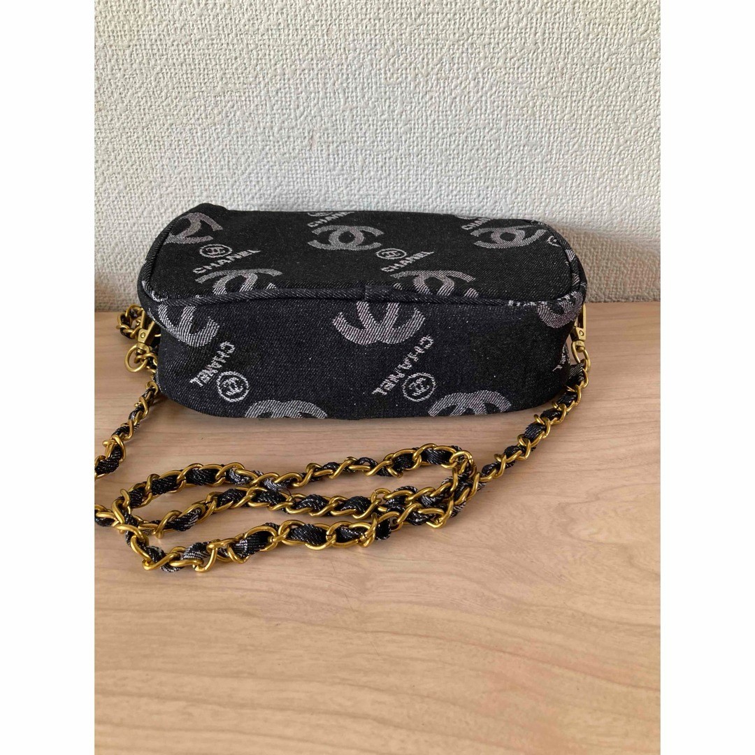 CHANEL Black Denim Makeup Bag Chain Crossbody Bag Limited VIP Gift