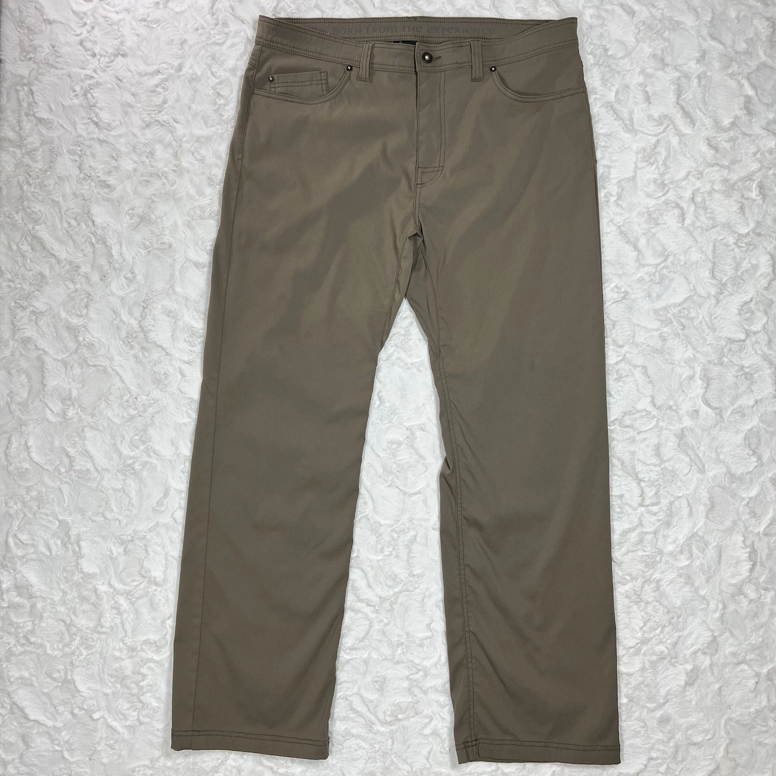 prAna Pants Mens 38x32 Slate Green Brion Straight Leg Slim Fit UPF 50 Hike Camp