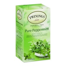 TWININGS Tea Bags, Pure Peppermint, 1.76 oz Filterbag, 25/Box
