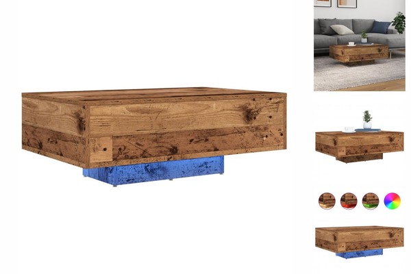 Couchtisch Mit Led-Lichtern Aus Altem Holz 85X55X31 Cm-image