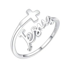 S925 Silver Faith Cross Ring Minimalist Thin Band Daily Wear Jewelry for Women