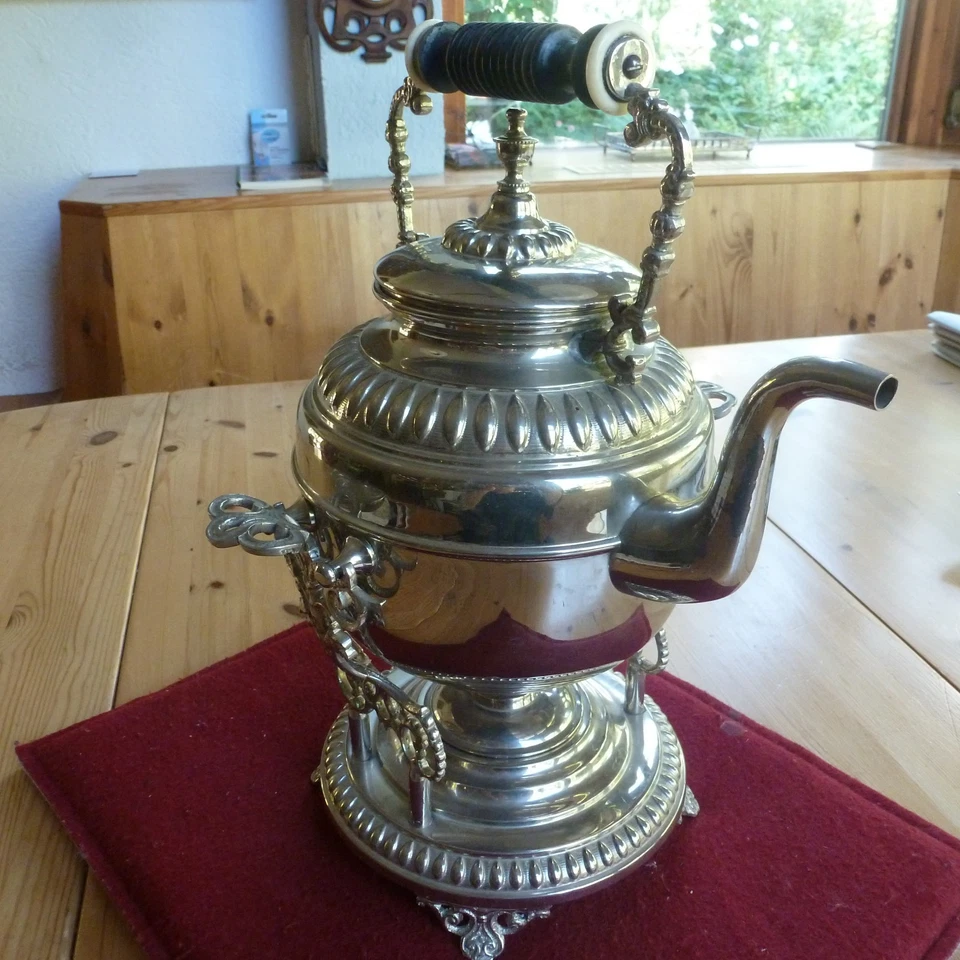 Alte Schwenkkanne mit Rechaud Stempel Carl Keijser & Co Vasteras, Schweden - Bild 2 von 4