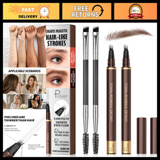2 Pack Microblading Eyebrow Pens with Brushes, Waterproof Vegan Formula, Natural