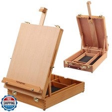 Falling in Art Wooden Tabletop Easel, Solid Wood Sketchbox Deskto
