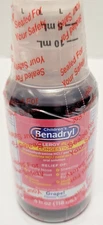 Benadryl Children's Dye-Free Allergy Liquid Bubble Gum Flavor 4 fl. oz Exp 11/26