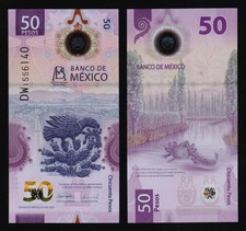 MEXICO:B723a P#W138 50 Mexican Pesos Polymer 27.06.24 Commemorative Unc Banknote