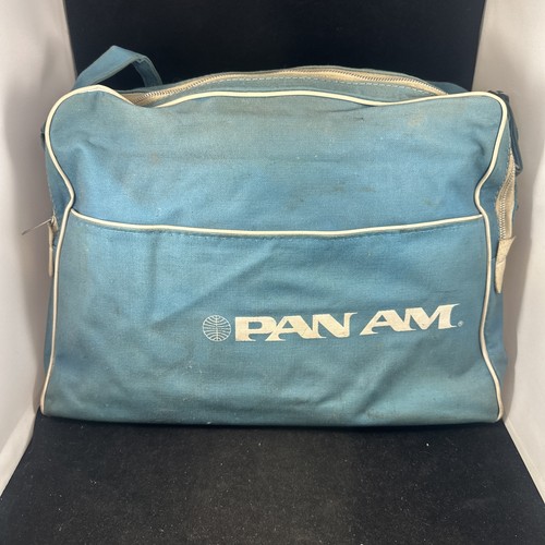Vintage Pan Am Airlines Blue Shoulder Tote Travel Bag. Rough Condition