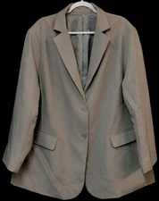 Grey Women's Blazer Jacket XXX-Large Polyester Spandex Lined