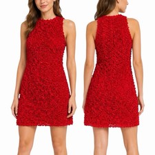 NEW J. Crew Rosette 3D Flower Petal Mini Dress Ruby Red Women Size 2