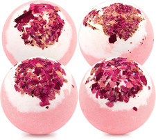 Dried Flower Bath Bombs Salt Balls,4-Pack Gift Set,Rose Extract Essential Oils,M
