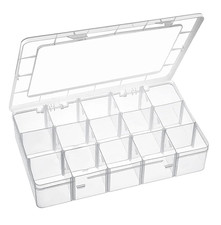 15 Large Grids Plastic Organizer Box with Dividers, Clear Compartment Container