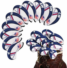 10 Pcs Golf Iron Head Covers Set Neoprene Golf Club Head Covers USA Flag Design