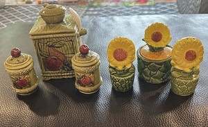 VTG.Salt & Pepper Shakers & Canisters 2 Sets- Made in JAPAN (Pear set is LEFTON)