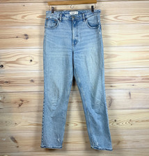 Abercrombie Fitch The 90s Straight Ultra High Rise Jeans 30 10 Long Distressed