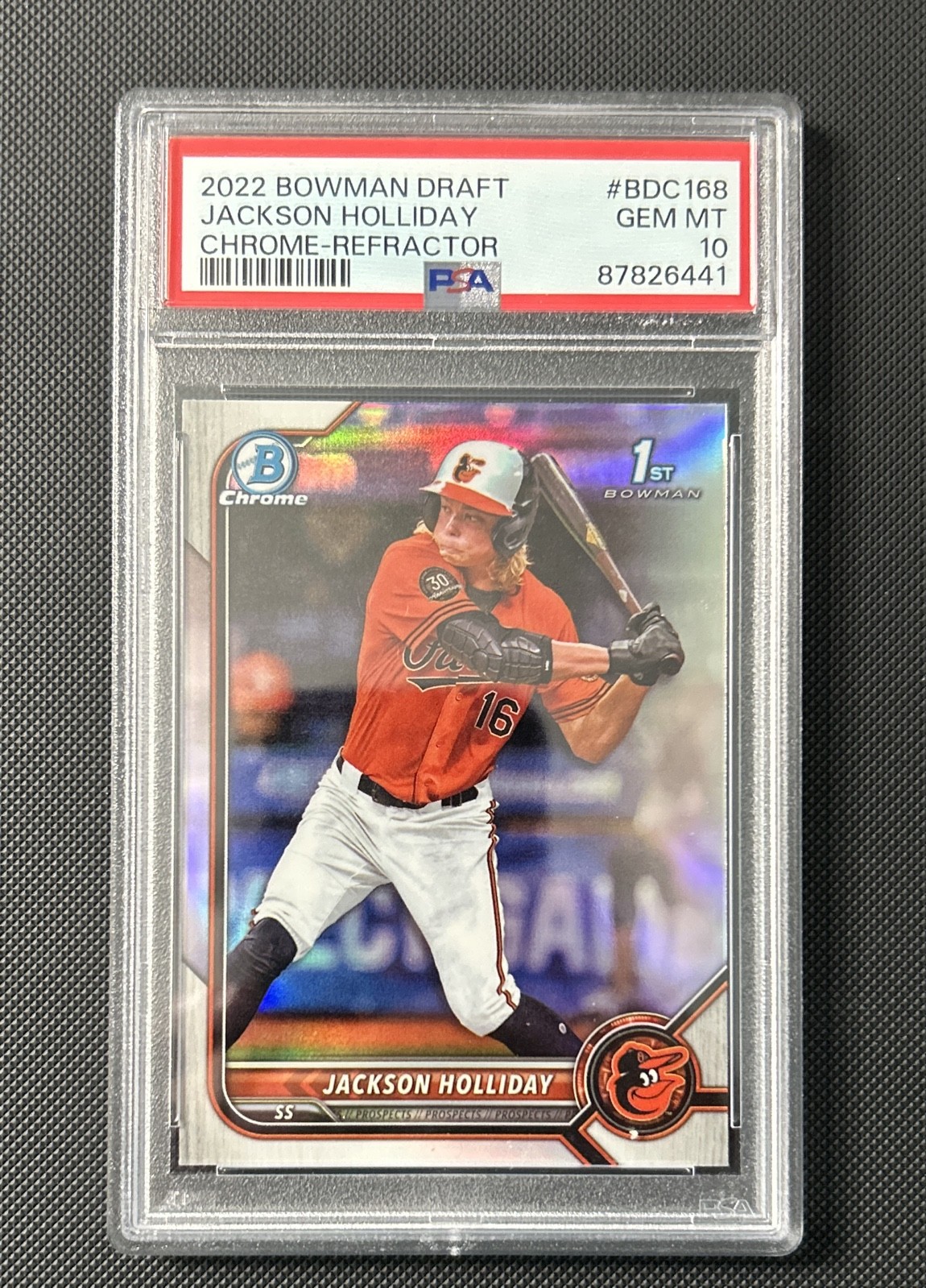 2022 Bowman Draft - Chrome Jackson Holliday #BDC-168 Refractor (RC) PSA 10