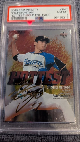 2019 BBM Infinity Shohei Ohtani Hottest -Gold Foil Facsimile PSA 8 Fighters /200