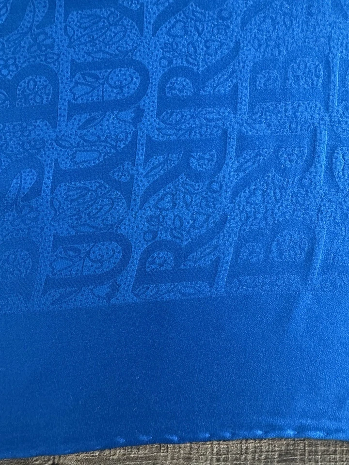 Burberry Blue Silk Italy Monogram Scarf  Italy 34”x35” Vintage - Image 3 of 4